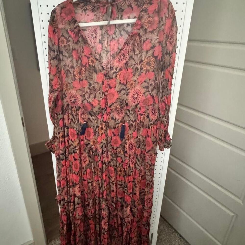 Free People Rare Feeling Floral Pleated Maxi Dress XL